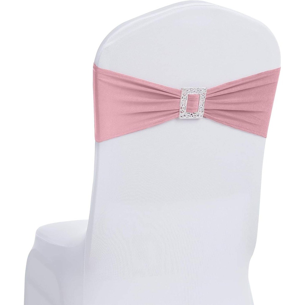 Lot of 60 Coral Pink Spandex Chair Sashes Stretch Chair Cover Band w/ Slider‎